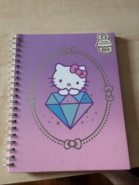 Hello Kitty Pink to Purple Ombre Notebook with Blue Diamond Art